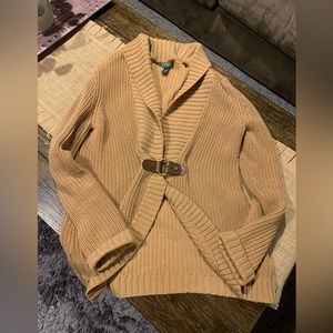 Lauren by Ralph Lauren Tan Sweater with brown buckle, Womens size large